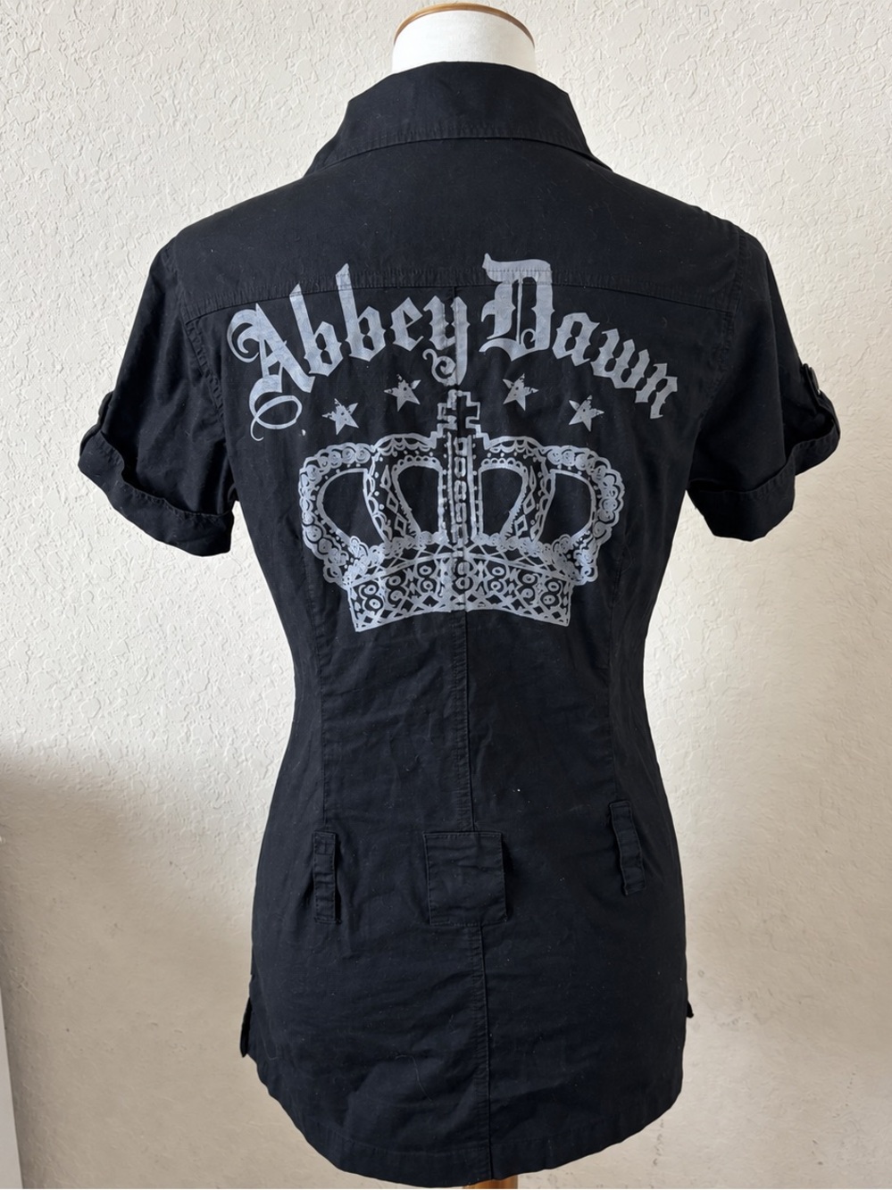 Abbey Dawn by Avril Lavigne Y2K  Rare Black Button Up Shirt Grunge Punk Large